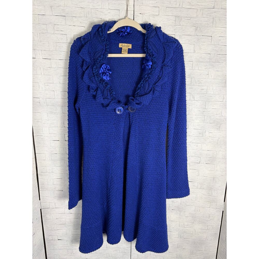 Peck &‎ Peck womens cardigan long embroidered lace single button button closure